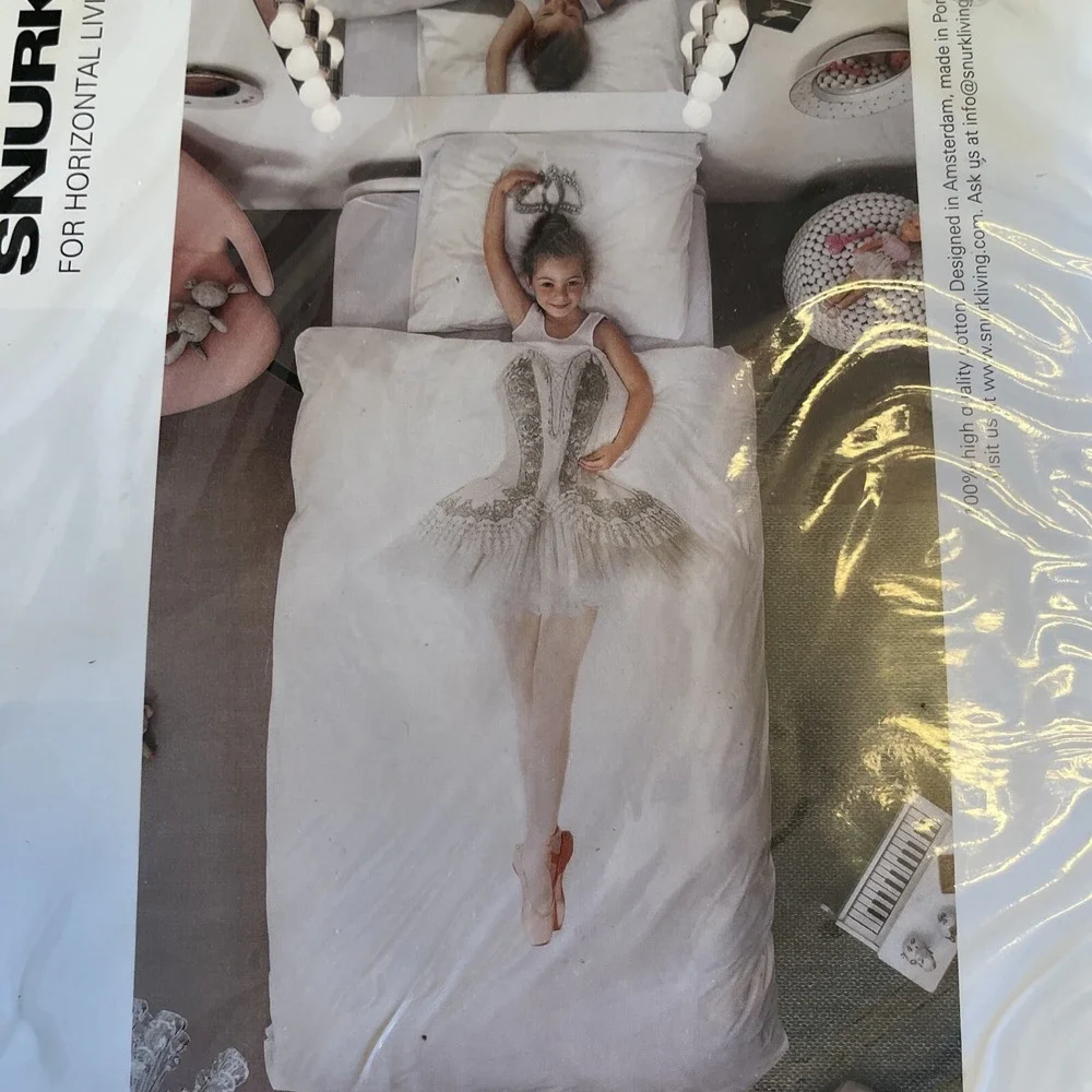 Snurk Bedding Set Duvet Pillowcase Ballerina Ballet Dancer Kids Photo Print Twin
